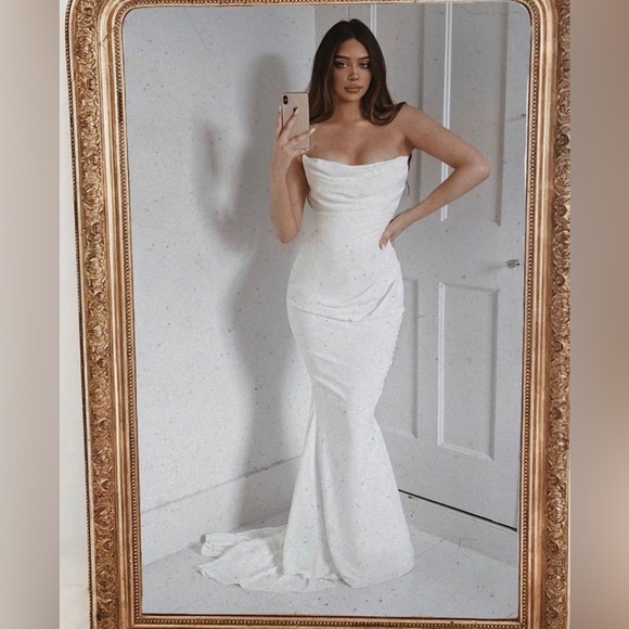 House of CB Dresses House Of Cb Esmee Ivory Draped Strapless Bridal